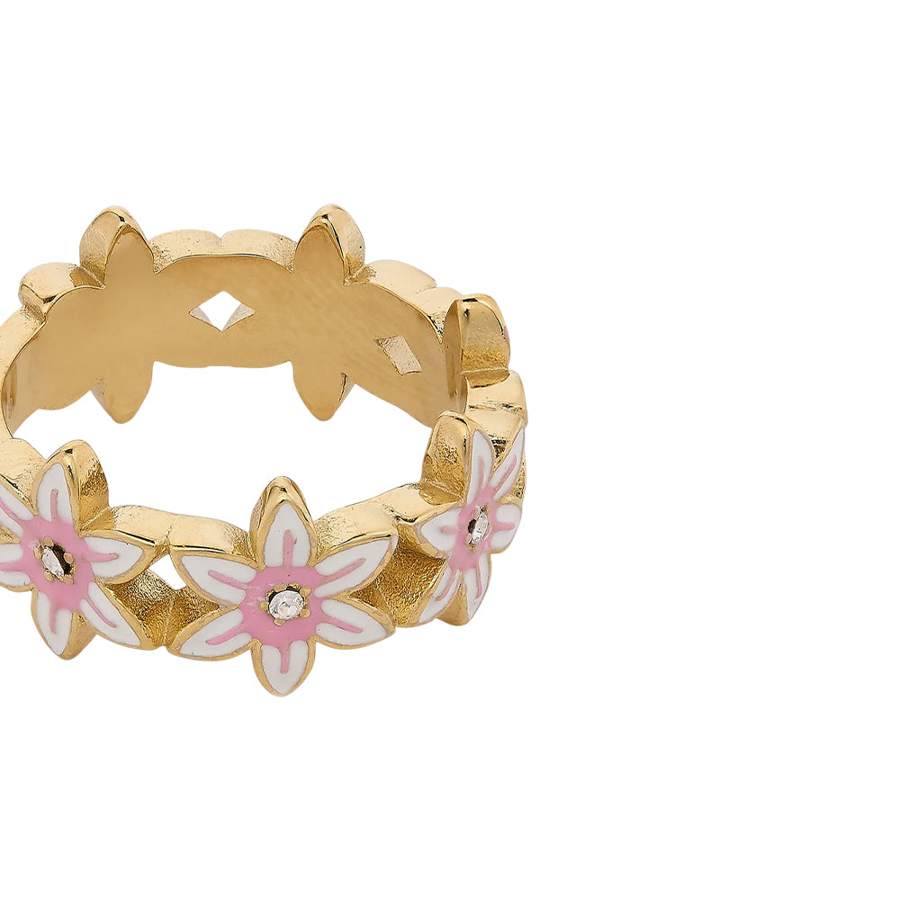 Guess White Lotus Gold Toned Stainless Steel Multi Flower Ring 56 - JUBR04132JWYGWH56 - Image 3
