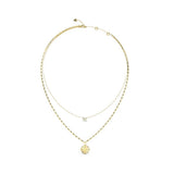 Guess Wild Flower Gold Floral Double Chain Necklace For Women JUBN05507JWYGT/U