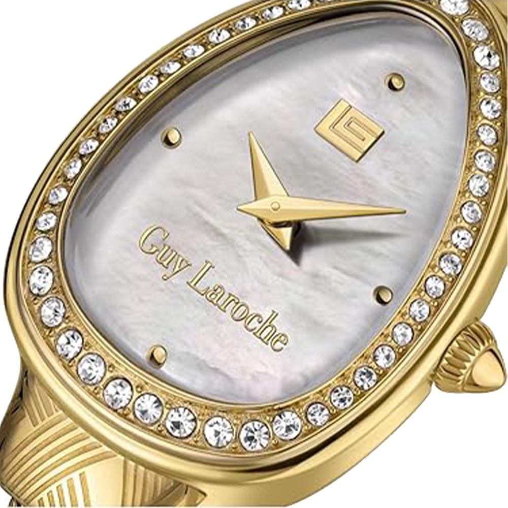Guy Laroche Adele Quartz White Oval Dial Gold Tone Watch For Women GLWLG0002402 - Image 3