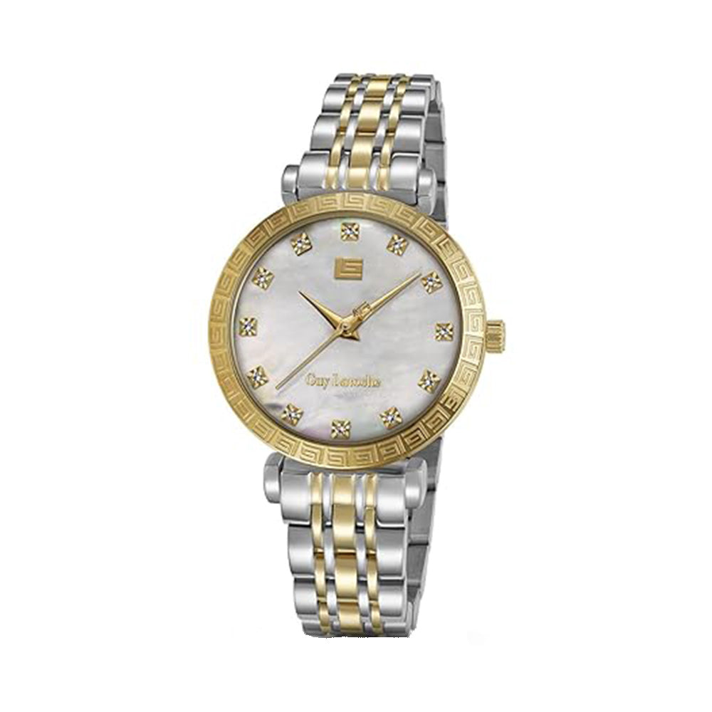Guy Laroche Elodie Quartz White Round Dial Gold Tone Watch For Women GLWLG0002703