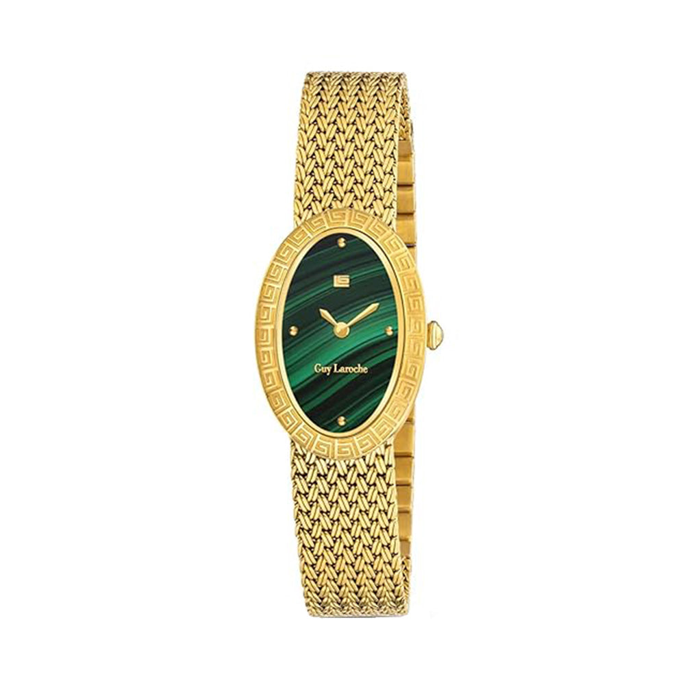 Guy Laroche Emma Quartz Green Oval Dial Gold Tone Watch For Women GLWLG0001504
