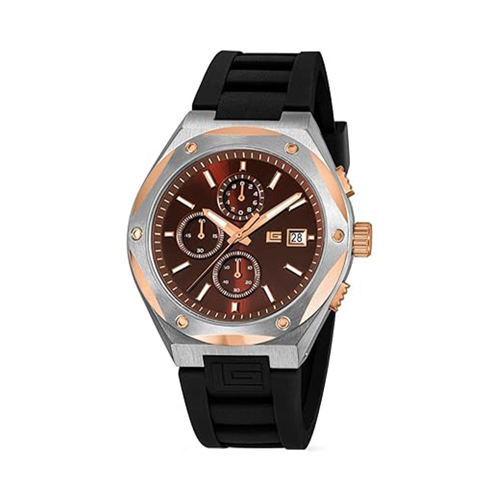 Guy Laroche Renaud Quartz Chronograph Brown Dial Rubber Strap Watch For Men GLWGM0003604