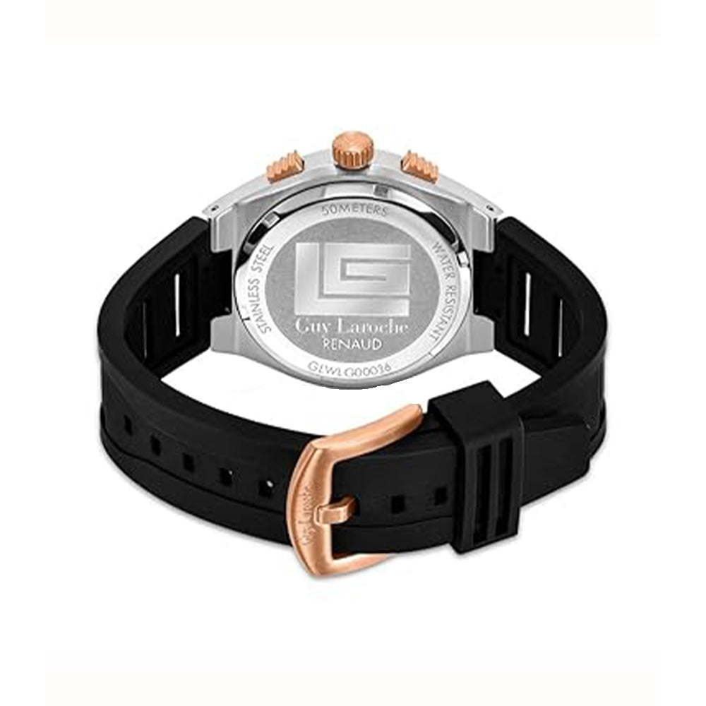 Guy Laroche Renaud Quartz Chronograph Brown Dial Rubber Strap Watch For Men GLWGM0003604 - Image 3