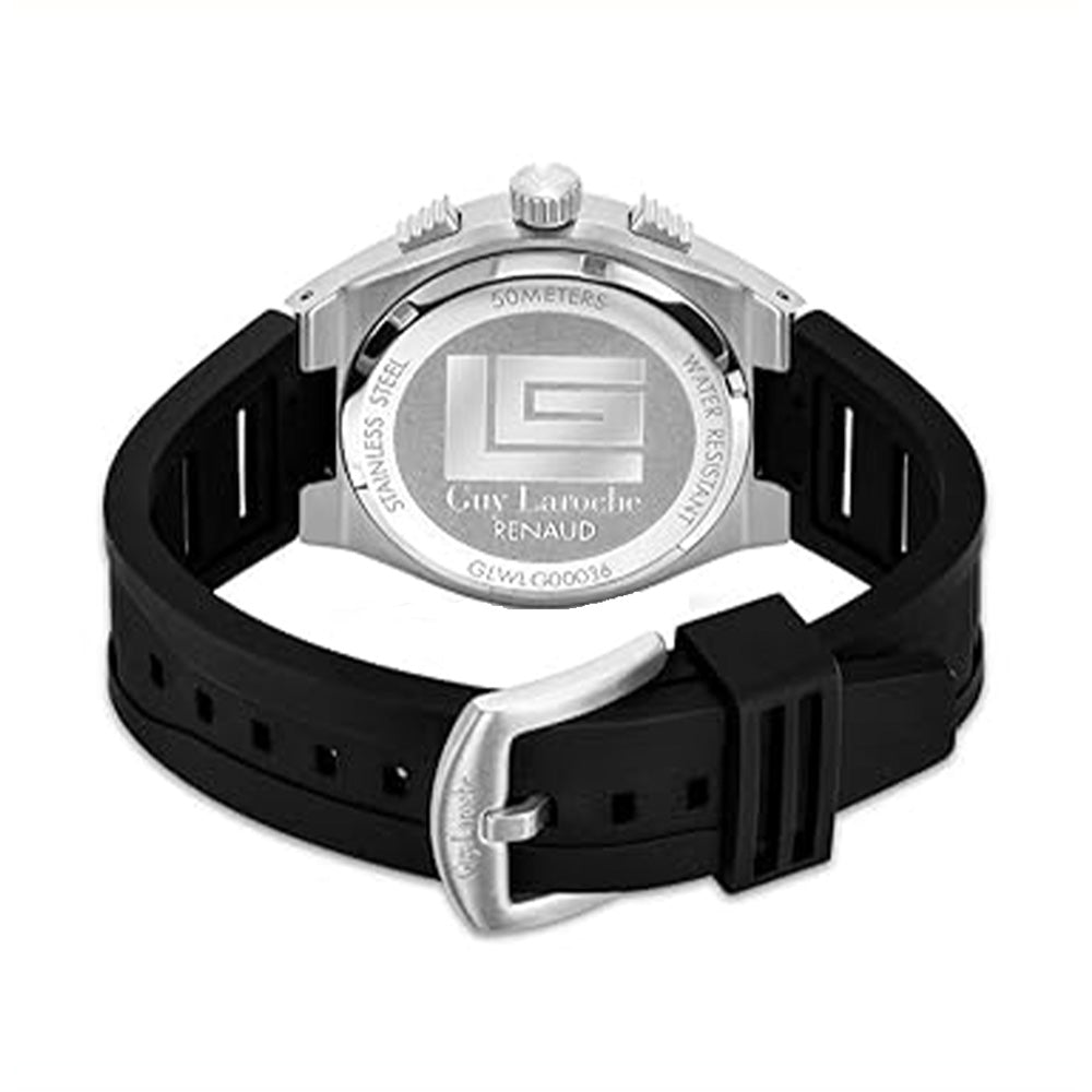 Guy Laroche Renaud Quartz Chronograph Grey Dial Rubber Strap Watch For Men GLWGM0003607 - Image 3