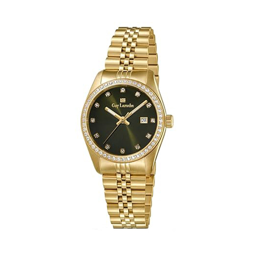 Guy Laroche Rosalie Quartz Green Dial Gold Tone Watch For Women GLWLG0002806