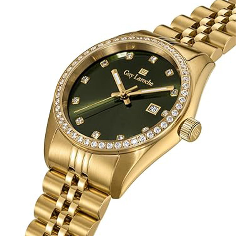 Guy Laroche Rosalie Quartz Green Dial Gold Tone Watch For Women GLWLG0002806 - Image 2