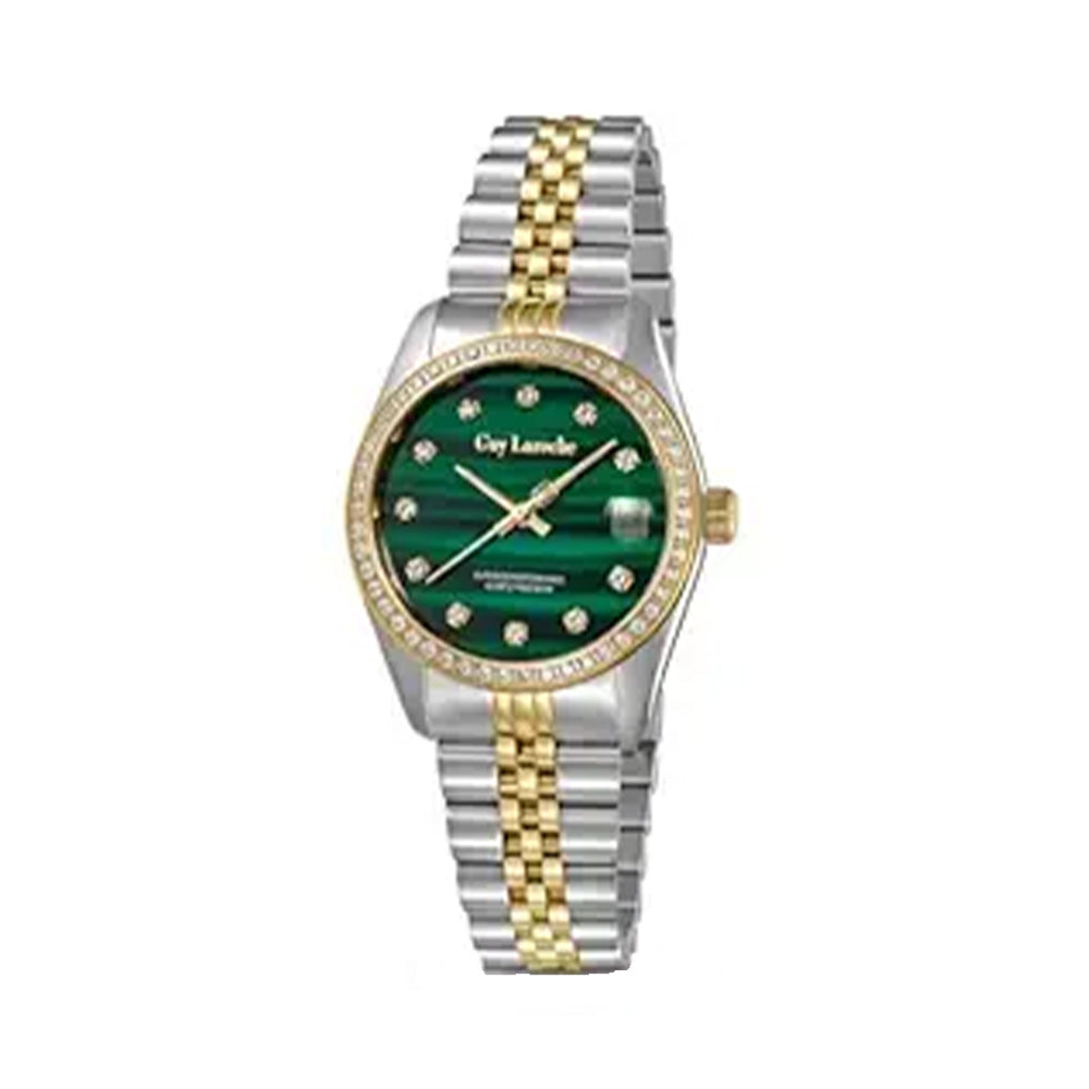 Guy Laroche Rosalie Swiss Quartz Green Dial Gold Tone Stainless Steel Watch For Women GLWLH0002816