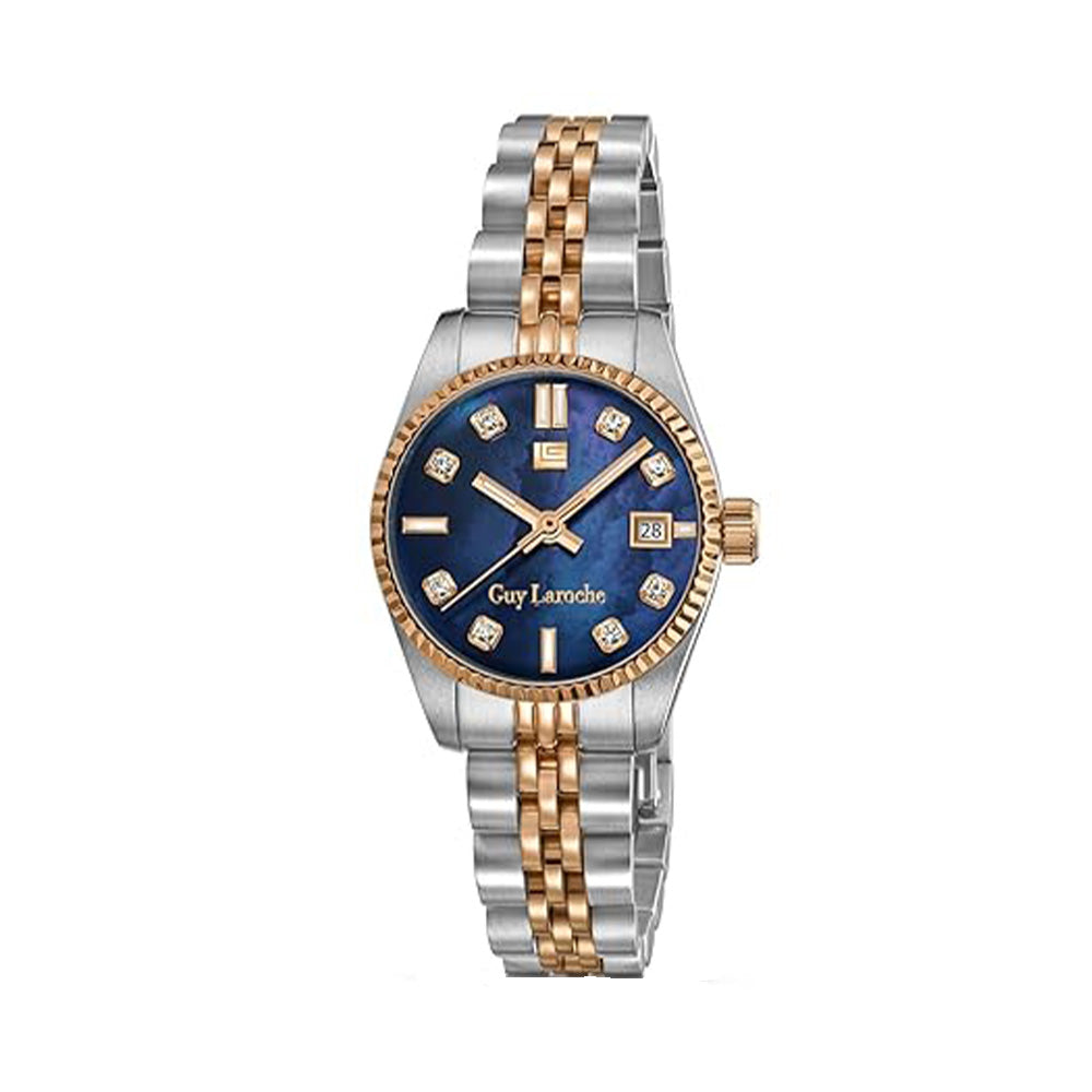 Guy Laroche Rose Quartz Blue Dial Rose Gold Tone Watch For Women GLWLG0001905