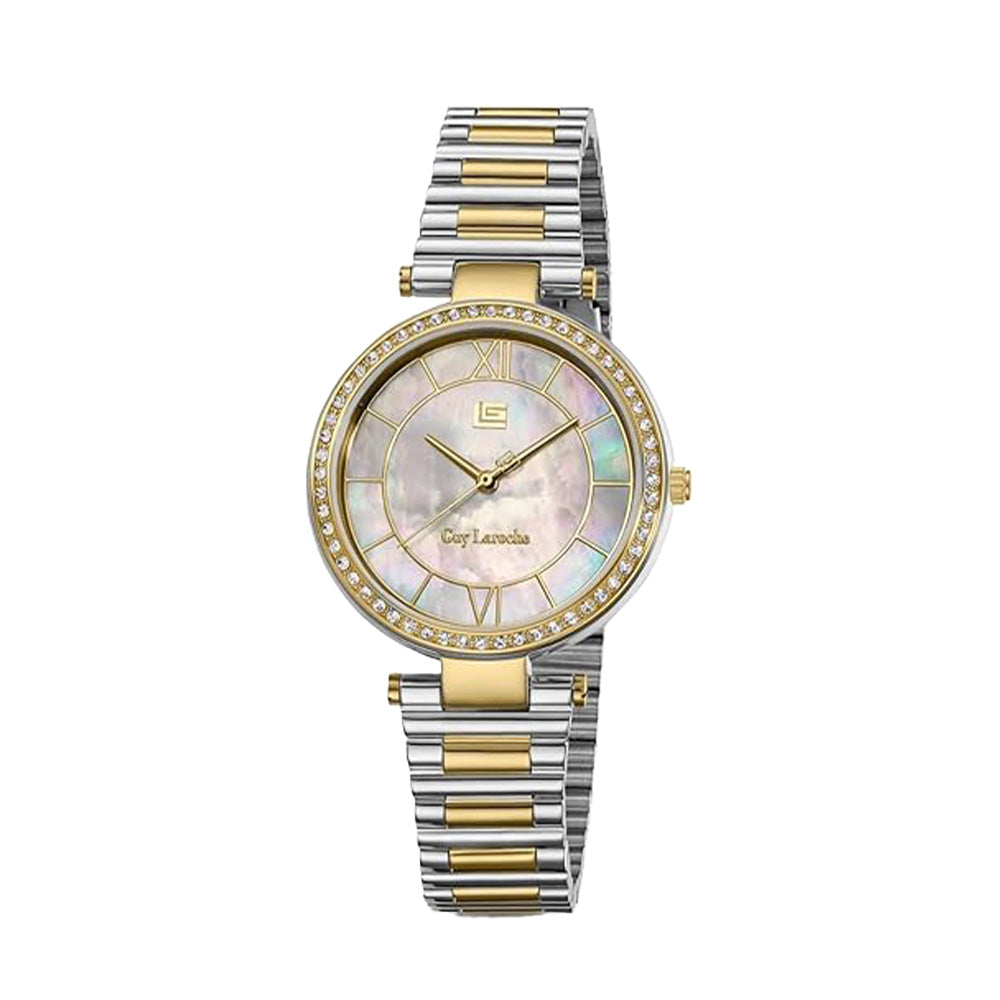 Guy Laroche Violette Quartz White Mop Dial Two Tone Stainless Steel Watch For Women GLWLG0004303