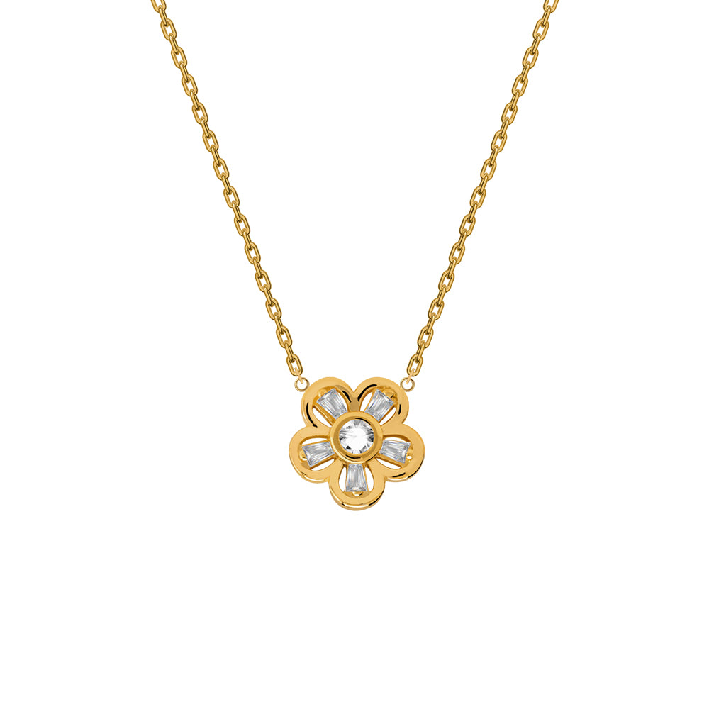 Juvenis Flower Shaped Necklace JLJ-AS21N0930S-SS-NL