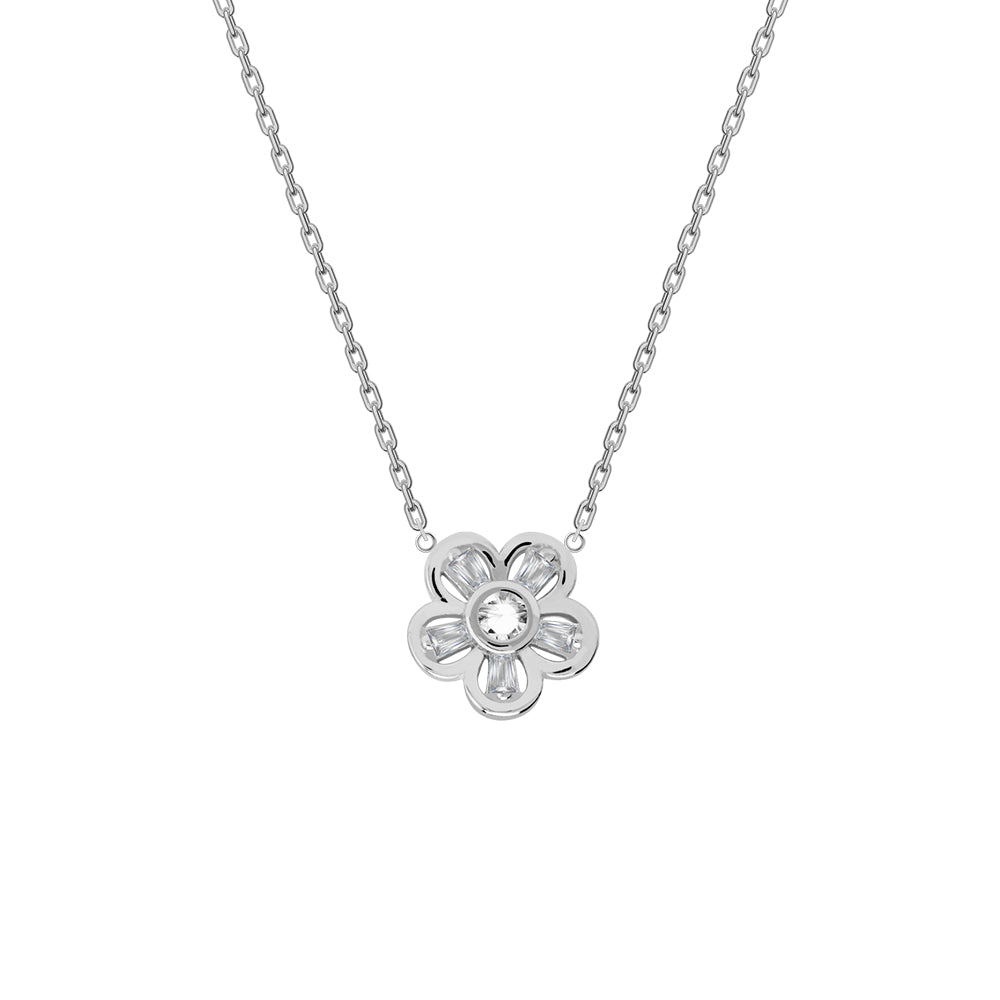 Juvenis Flower Shaped Necklace JLJ-AS21N0930S-SS-NL - Image 2