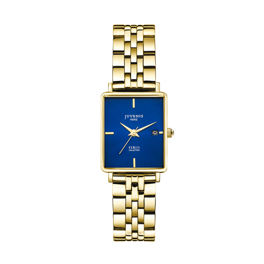 Juvenis Venjis Gold Sunray Square Watch JVB0066C