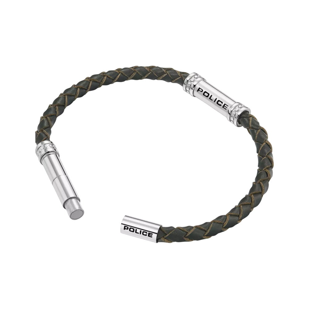 Police Barrell Green Silver Stainless Steel Bracelet for Men PEAGB0035005 - Image 3