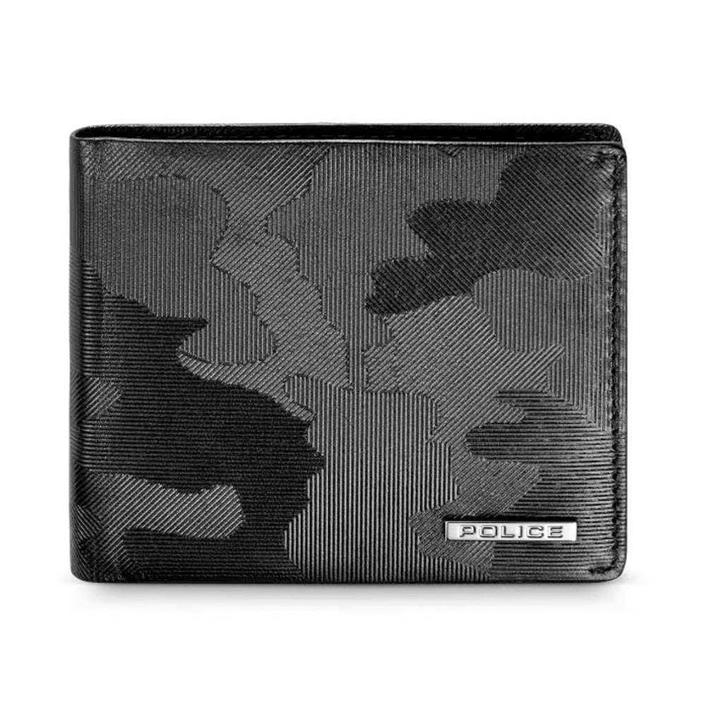 Police Black Camouflage Leather Bifold Mens Wallet PELGW2509911