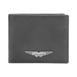 Police Black Genuine Leather Winged Emblem Bi-fold Wallet - PA35471WLB
