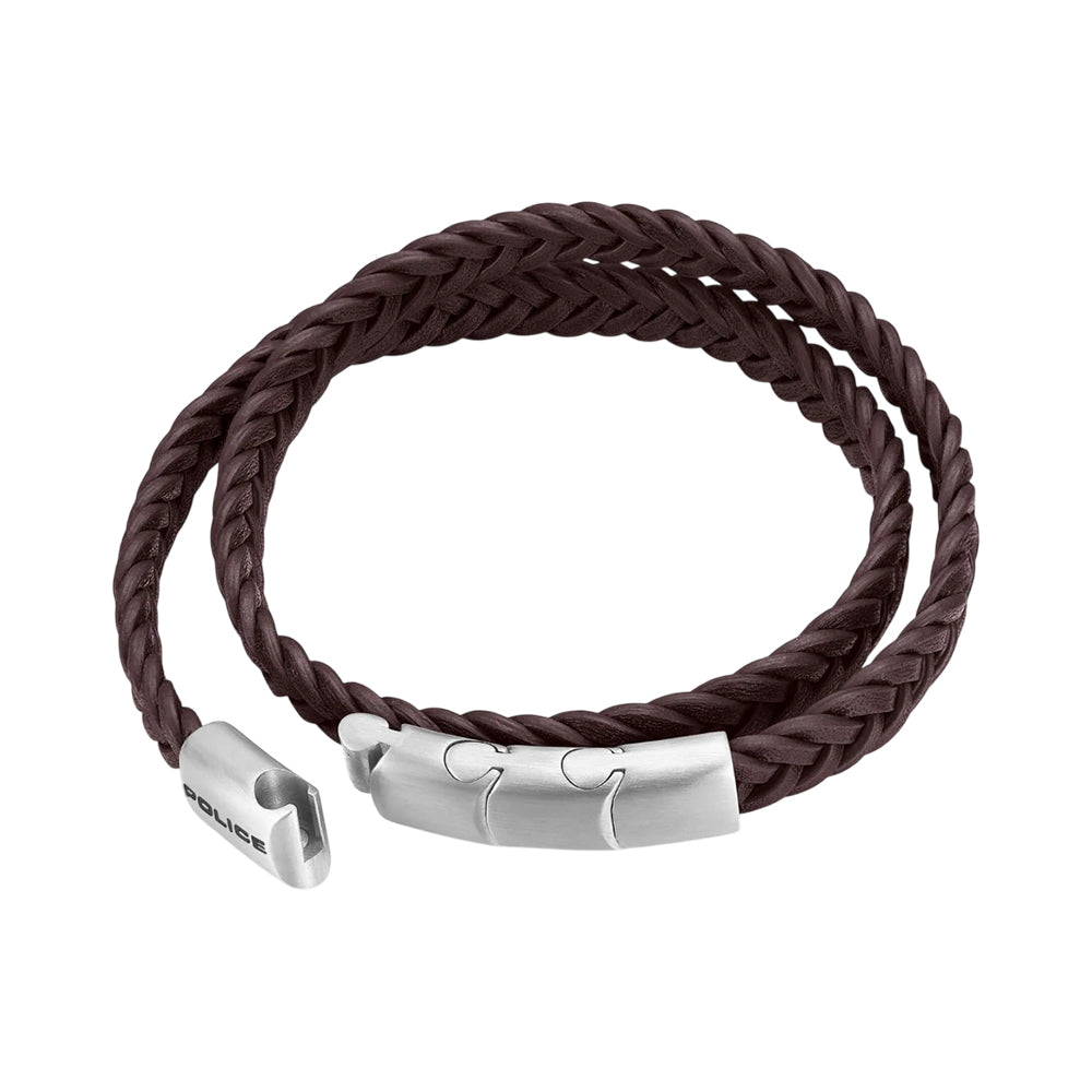 Police Braid Brown Leather Bracelet for Men PEAGB0037403 - Image 3