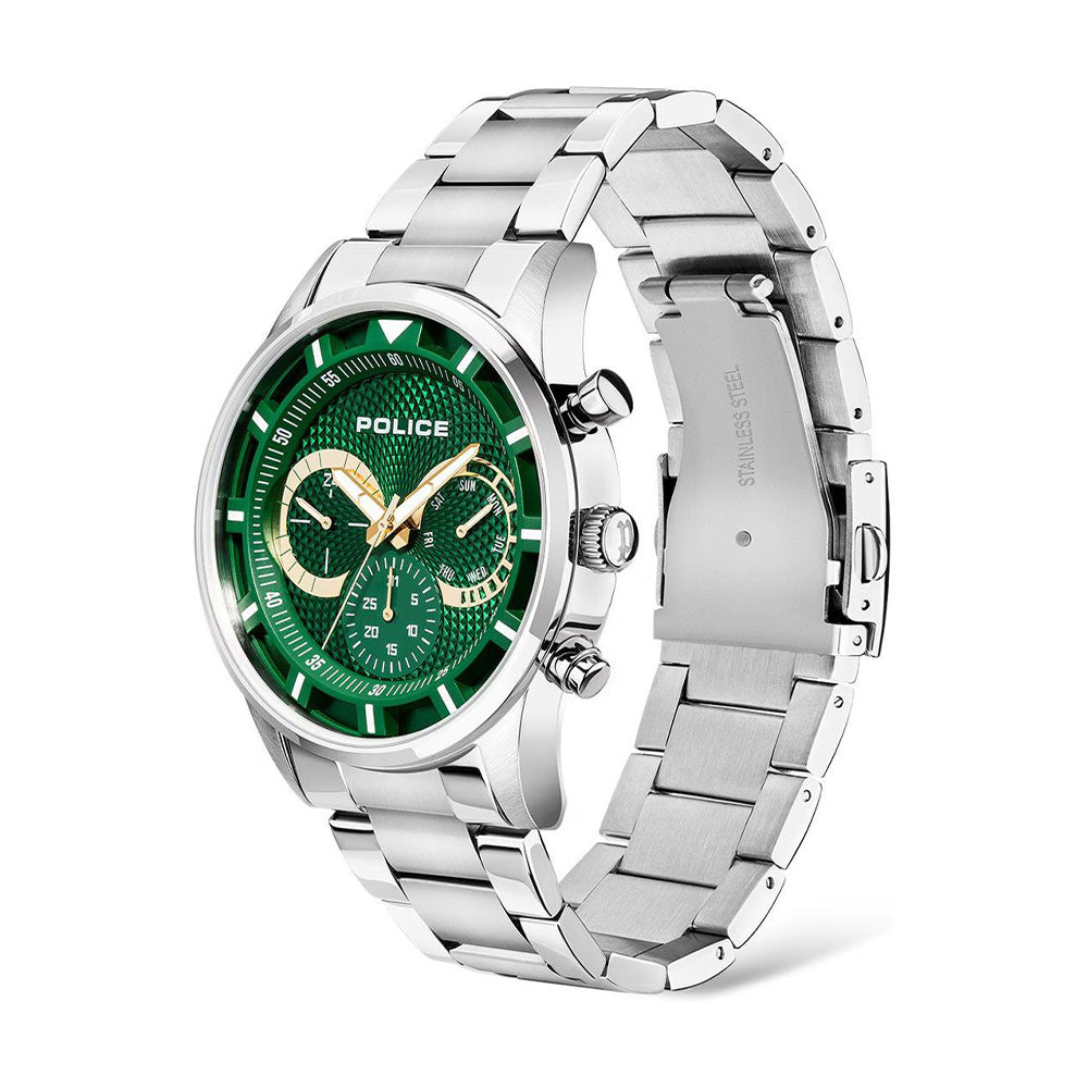 Police Chronograph Green Dial Stainless Steel Bracelet Mens Watch PEWJK2014301M - Image 2