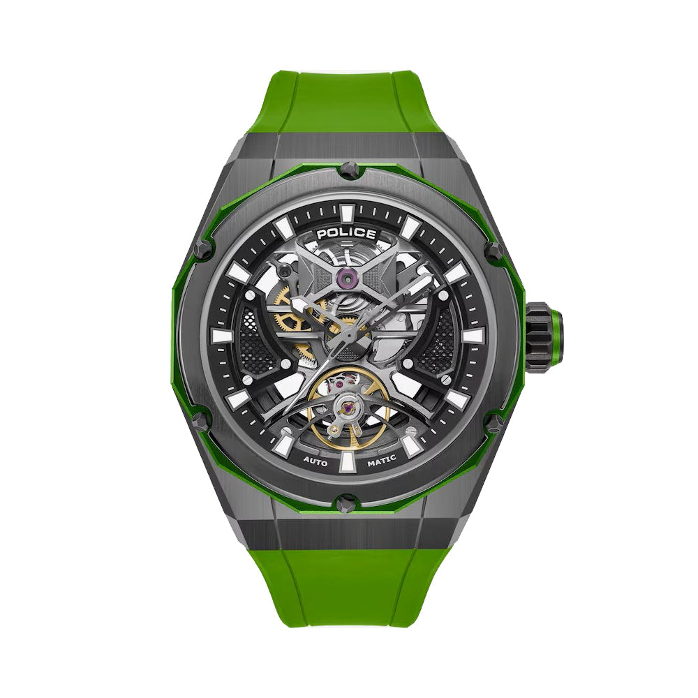 Police Dayton Black Dial Green Rubber Strap Mens Watch PEWGR0082303