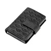 Police Emboss Black Leather & Alloy Men's Automatic Card Case