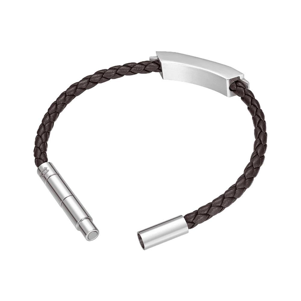 Police Gripcord Brown Twisted Leather Bracelet PEAGB0038104 - Image 3