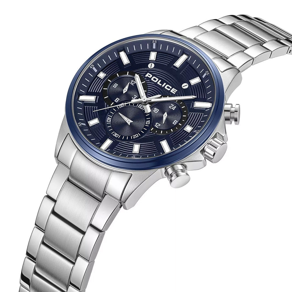 Police Kismet Chronograph Navy Blue Dial Silver Bracelet Mens Watch PEWJK2195140M - Image 2