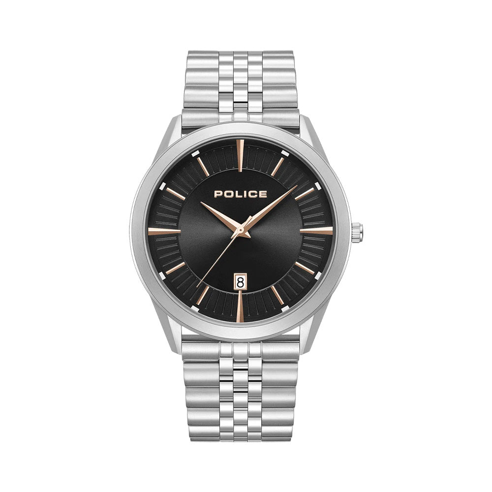 Police Patriot Black Dial Rose Gold Indexes Stainless Steel Mens Watch PEWGG1530502