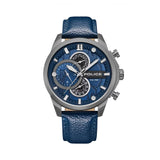 Police Reactor Blue Dial Leather Strap Mens Watch PEWGF0039202M