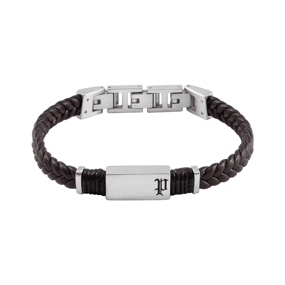Police Ridgecord Brown Braided Leather Bracelet PEAGB0079502 - Image 2
