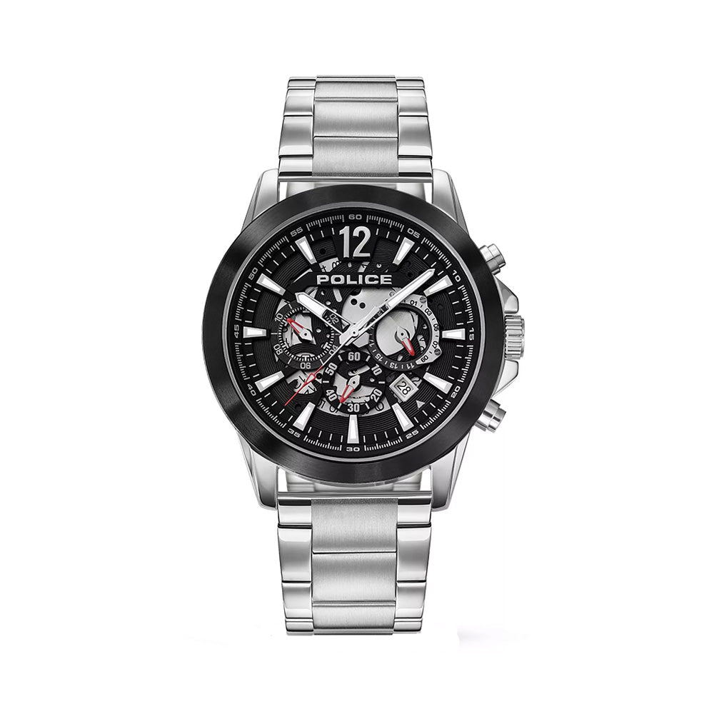 Police Vertigo Skeleton Chronograph Silver Bracelet Mens Watch PEWJK2194940