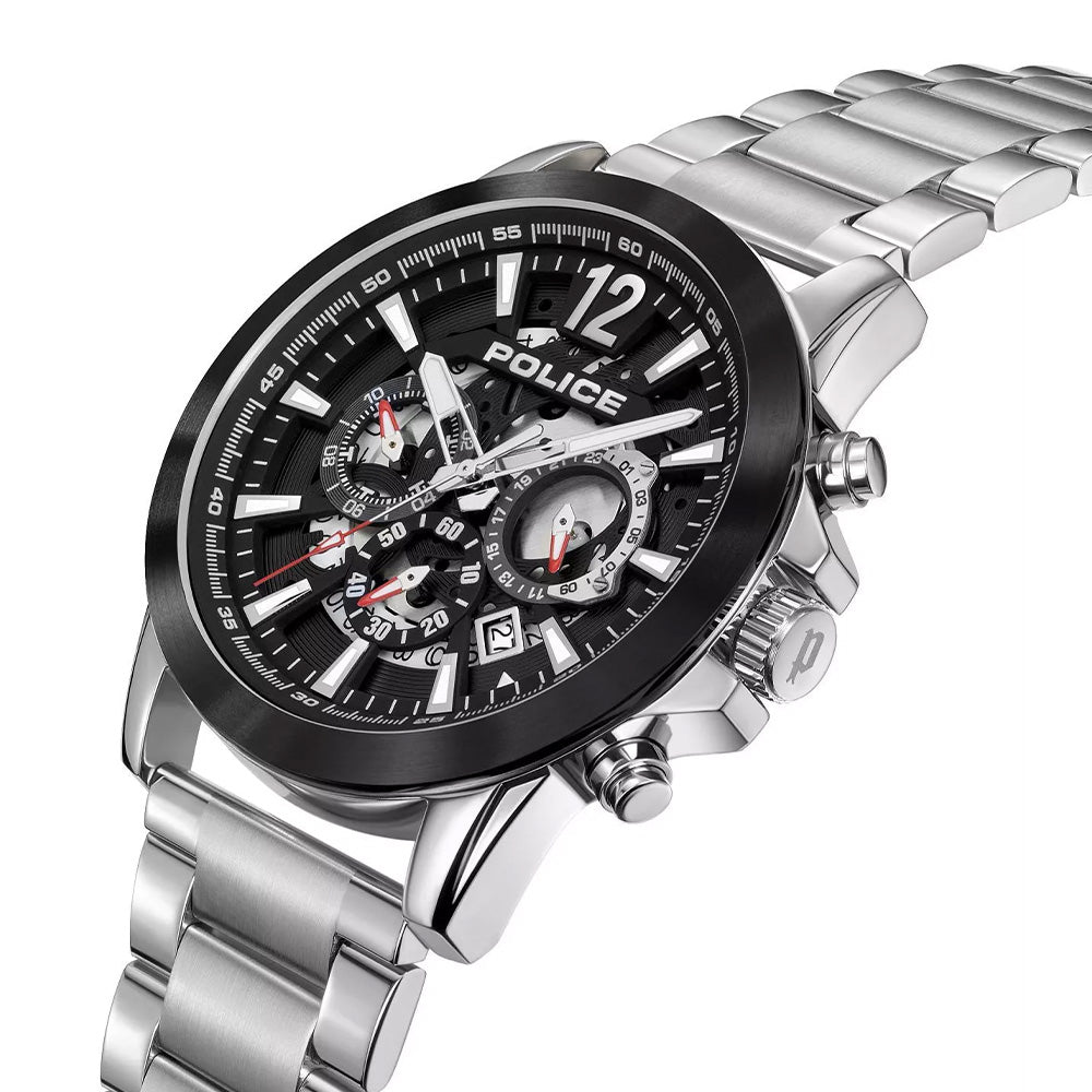 Police Vertigo Skeleton Chronograph Silver Bracelet Mens Watch PEWJK2194940 - Image 2