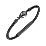 Police Web Slinger Black Textured Leather Bracelet for Men PEAGB0042202