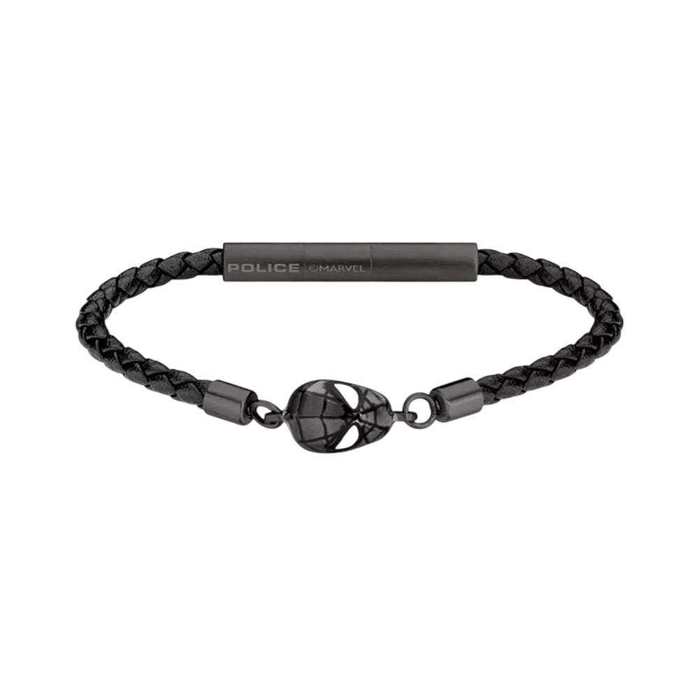Police Web Slinger Black Textured Leather Bracelet for Men PEAGB0042202 - Image 2