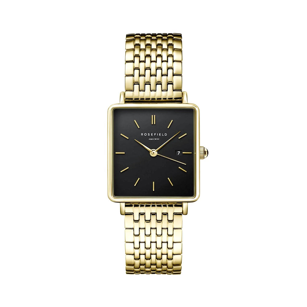 Rosefield Boxy Black Gold Women Watch QBSG-Q017