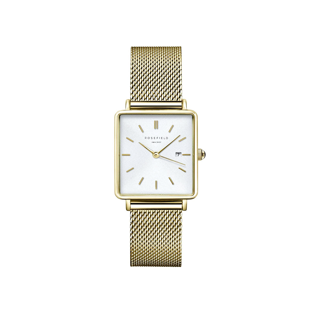 Rosefield Boxy Gold Mesh Women Watch QWSG-Q03