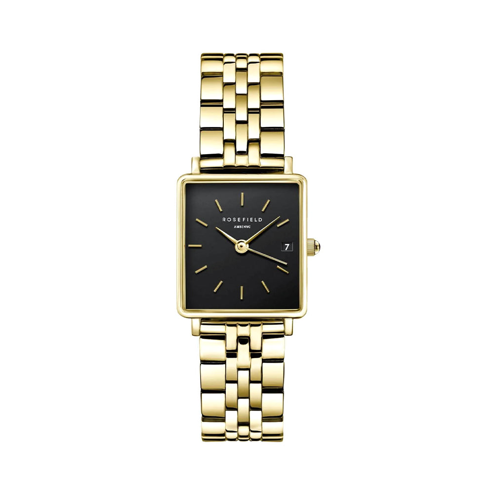 Rosefield Boxy XS Black Gold Women Watch QMBG-Q025