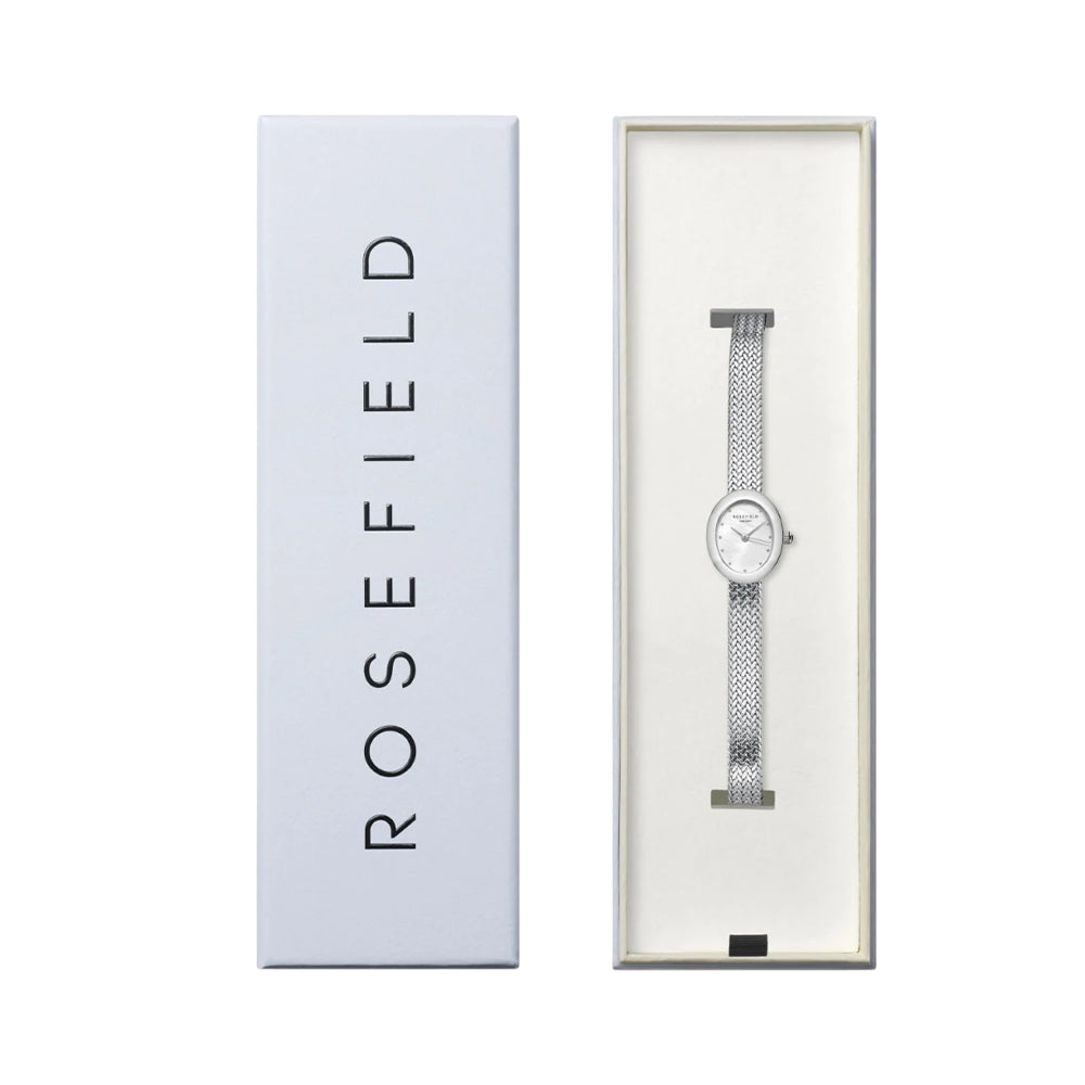 Rosefield Mini Oval White Mother of Pearl Silver Watch MWSMS-M05 - Image 3