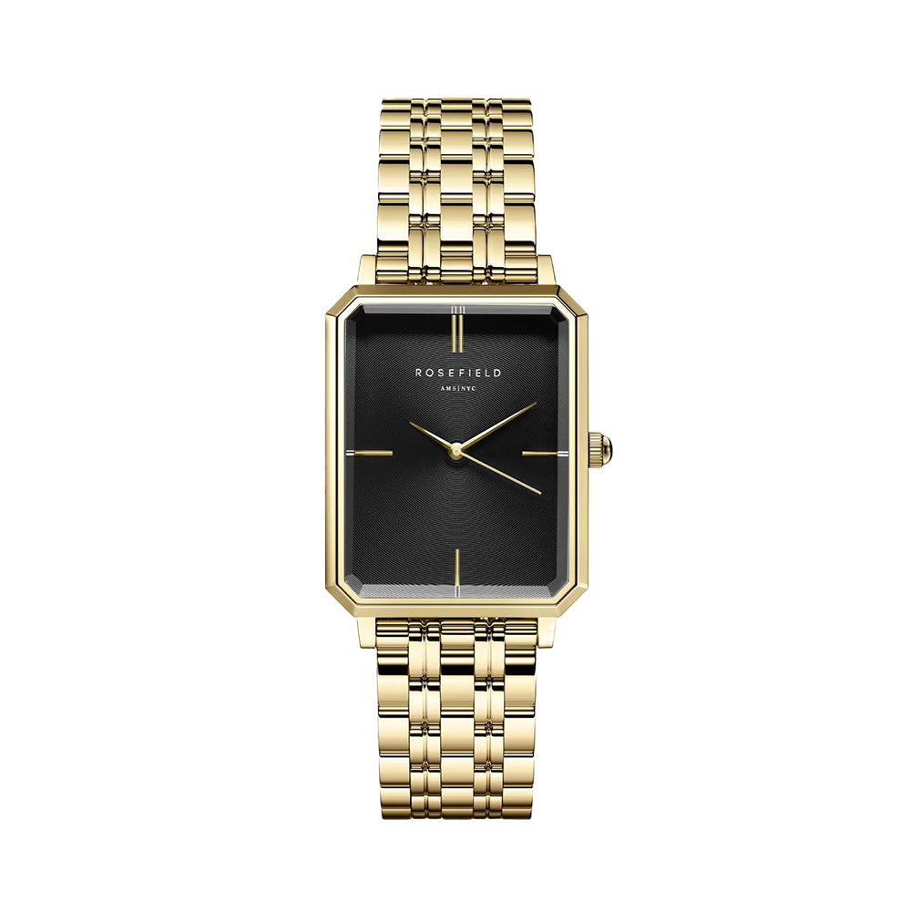 Rosefield Octagon Black Gold Women Watch OBSSG-O47