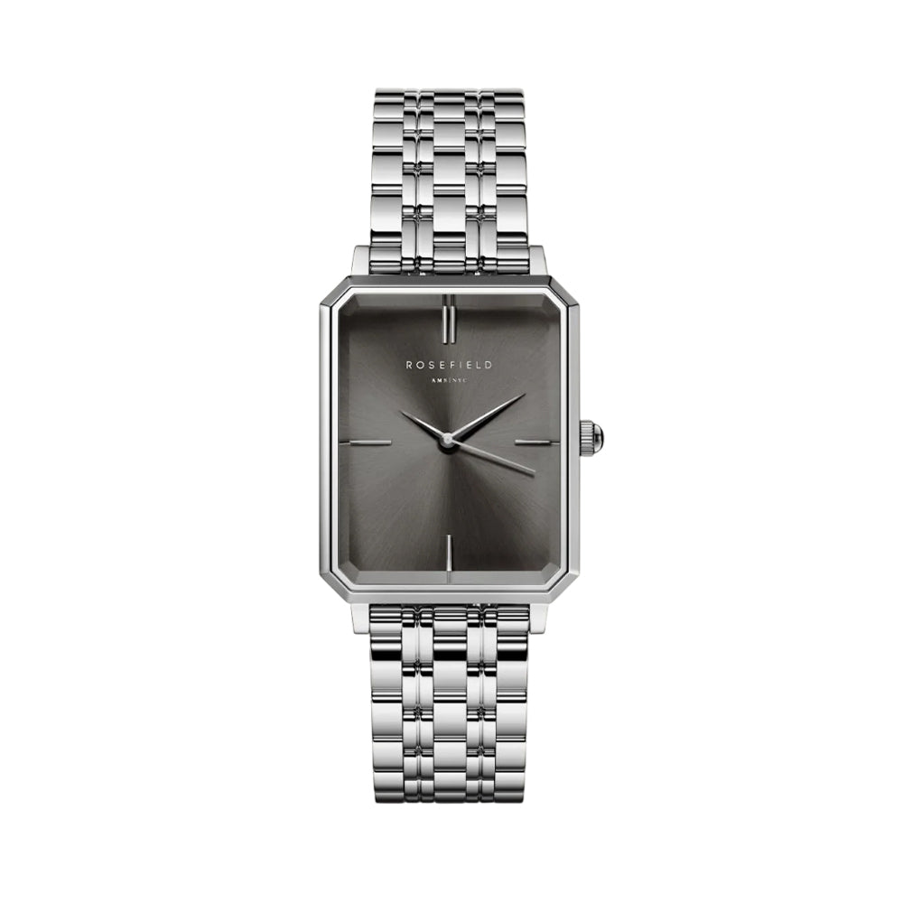 Rosefield Octagon Silver Stainless Steel Grey Dial Watch - OGSSS-O80