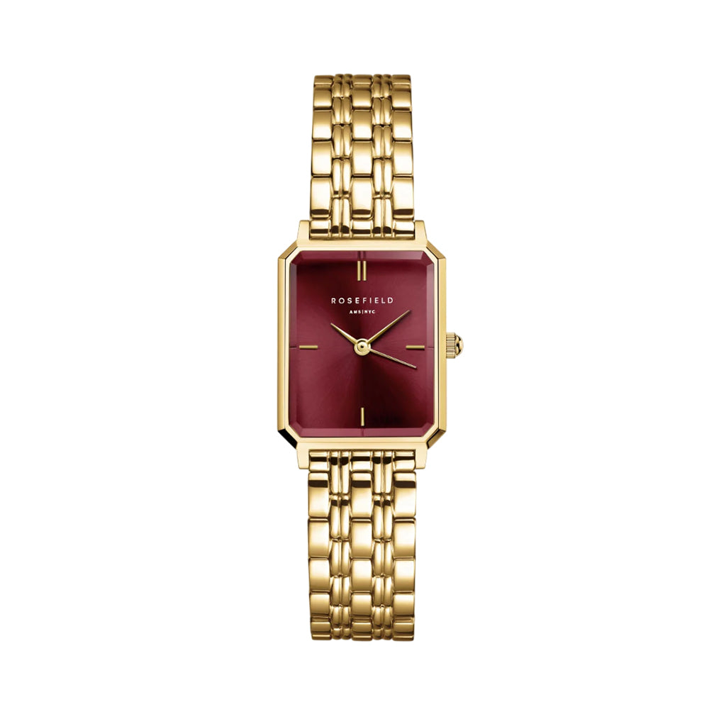 Rosefield Octagon XS Gold Toned Burgundy Dial Watch - OBGSG-O83