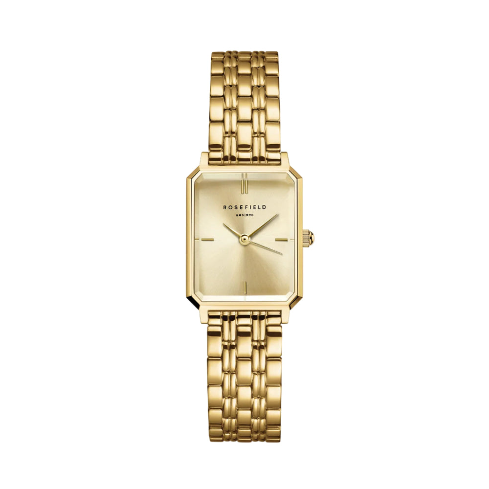 Rosefield Octagon XS Gold Toned Champagne Sunray Dial Watch - OCGSG-O82