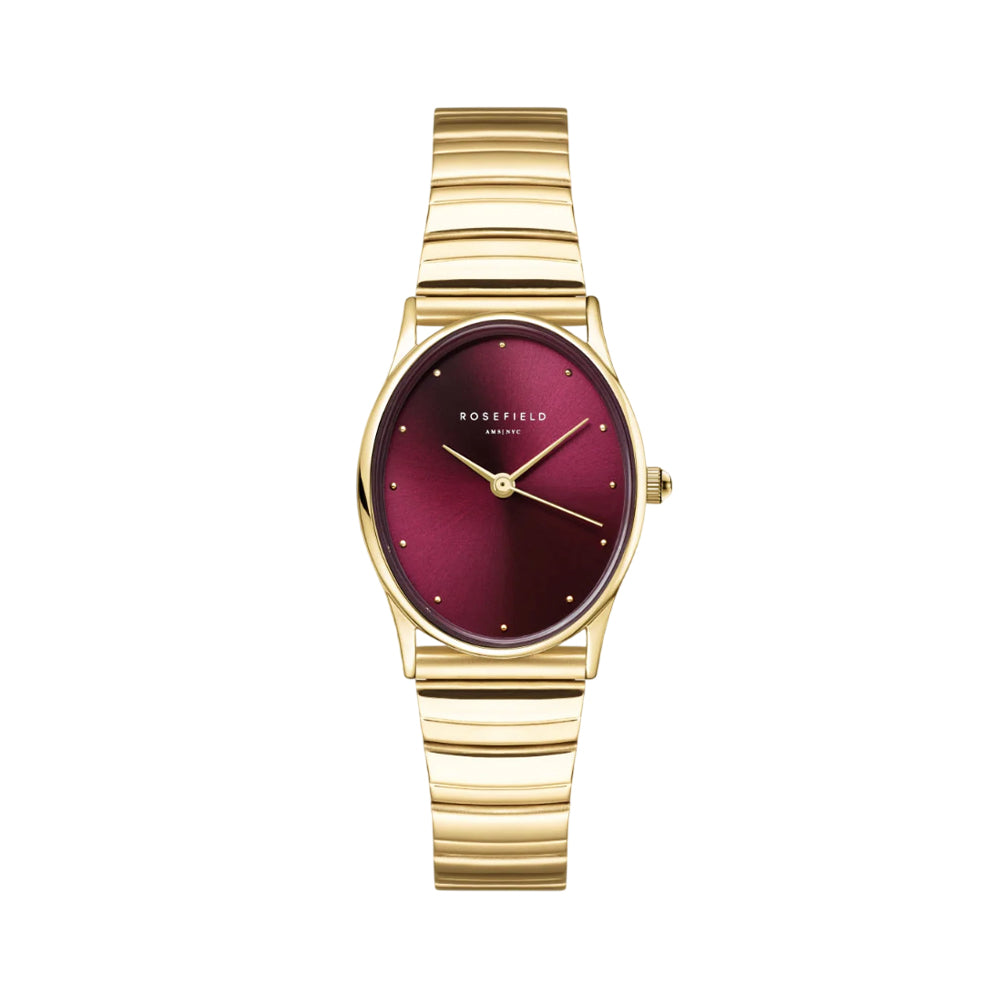 Rosefield Oval Gold Toned Burgundy Dial Watch - OVGSG-OV15