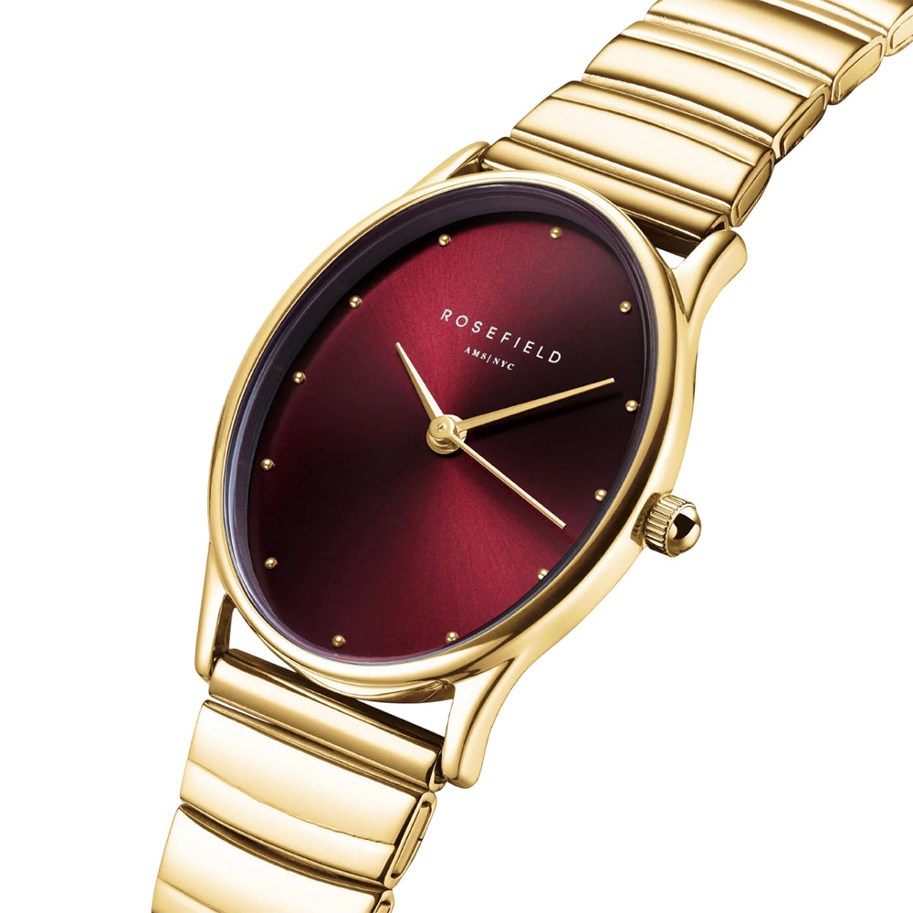 Rosefield Oval Gold Toned Burgundy Dial Watch - OVGSG-OV15 - Image 2