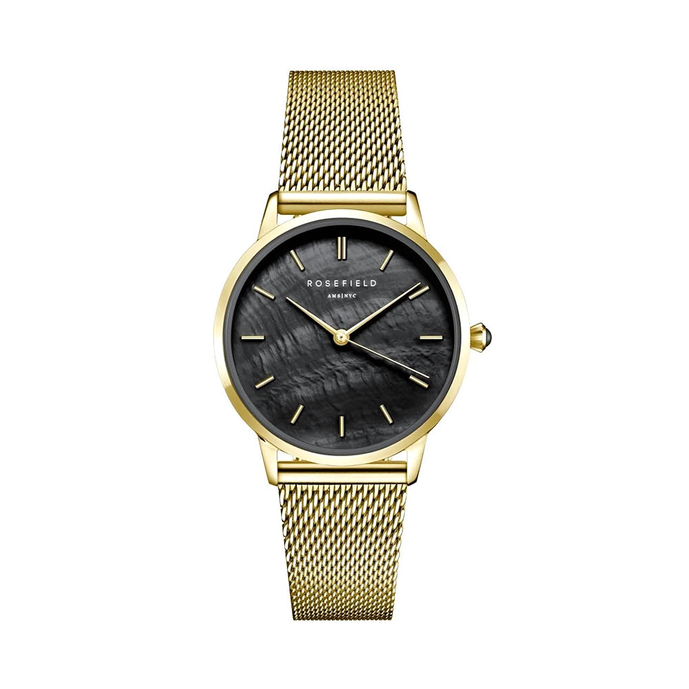 Rosefield Pearl Edit Mesh Black Gold Women Watch RBGMG-R07