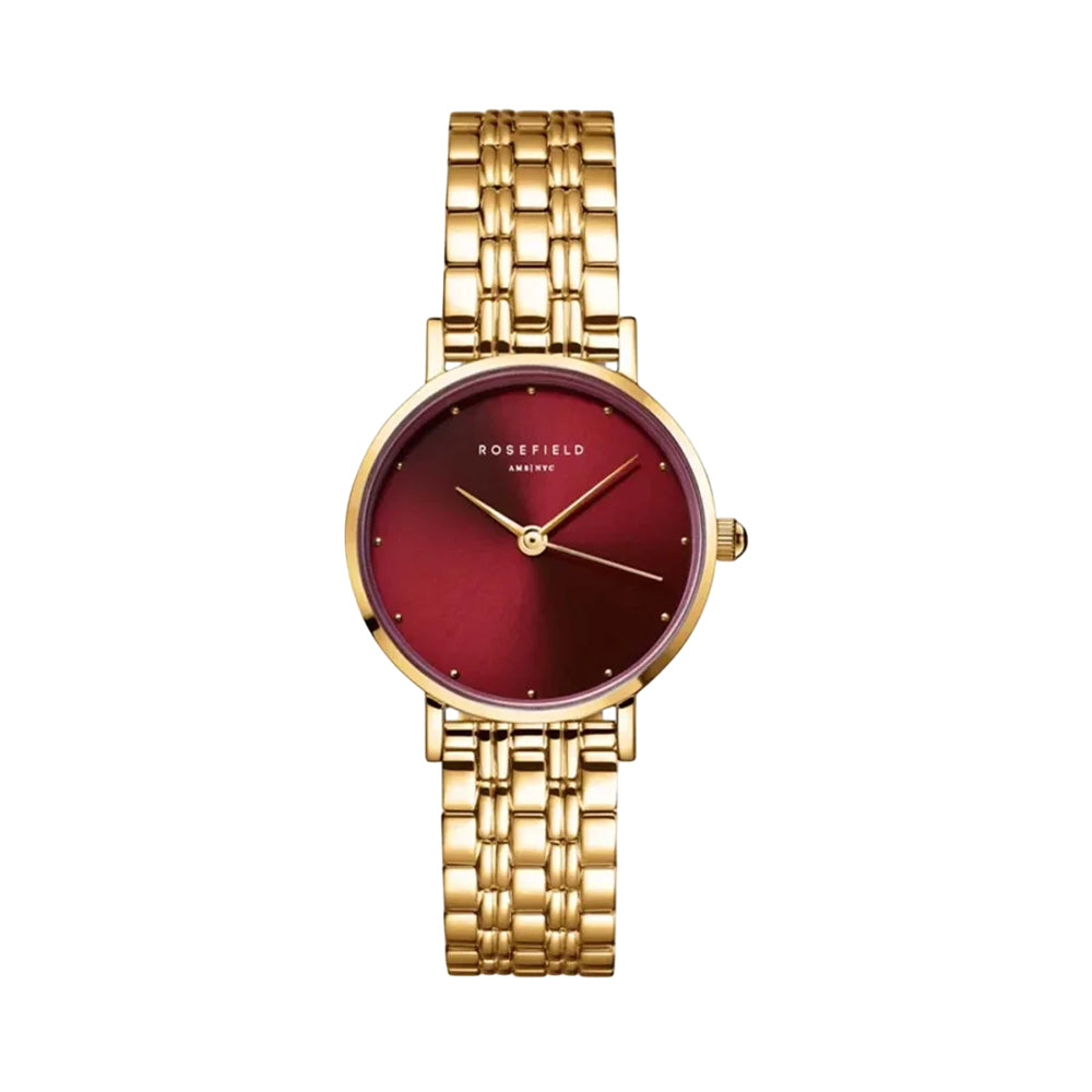 Rosefield Small Edit Burgundy Dial Bi-Color Women Watch - SEGSG-SE01