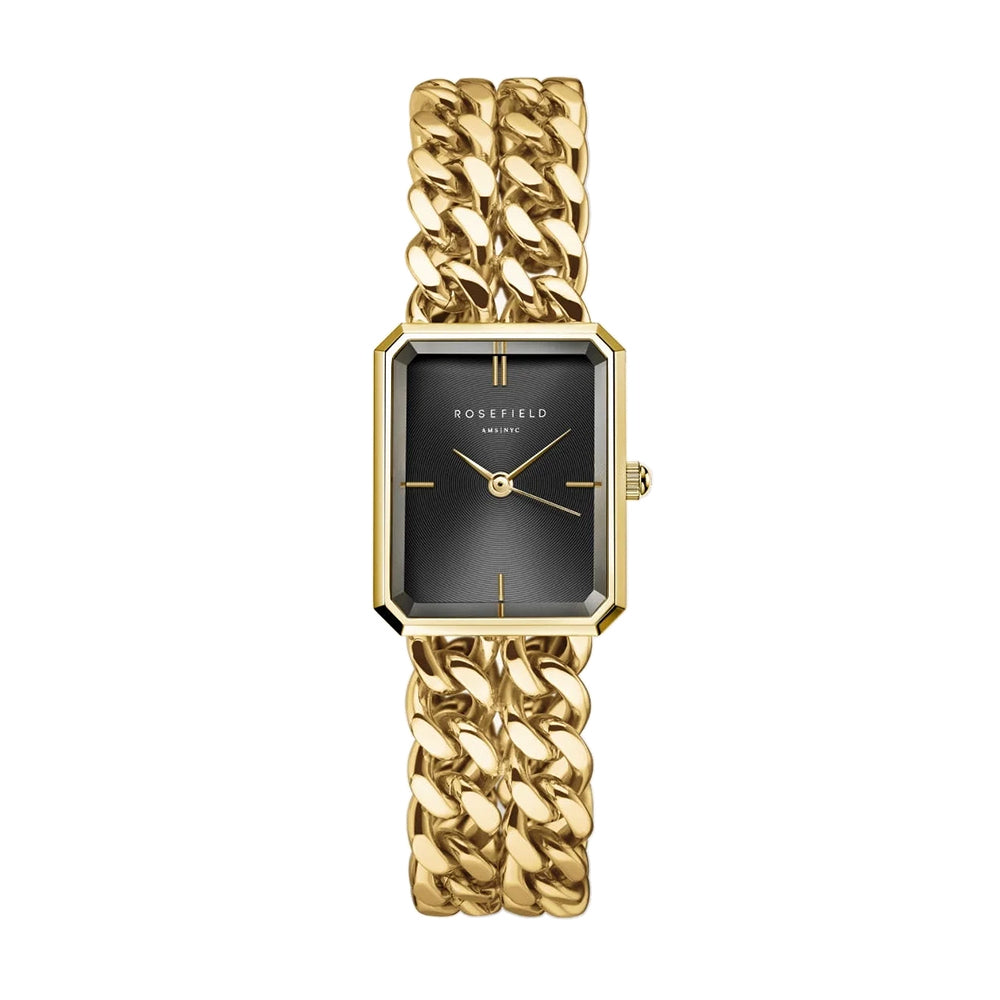 Rosefield Studio Double Chain Black Gold Women Watch SBGSG-O77