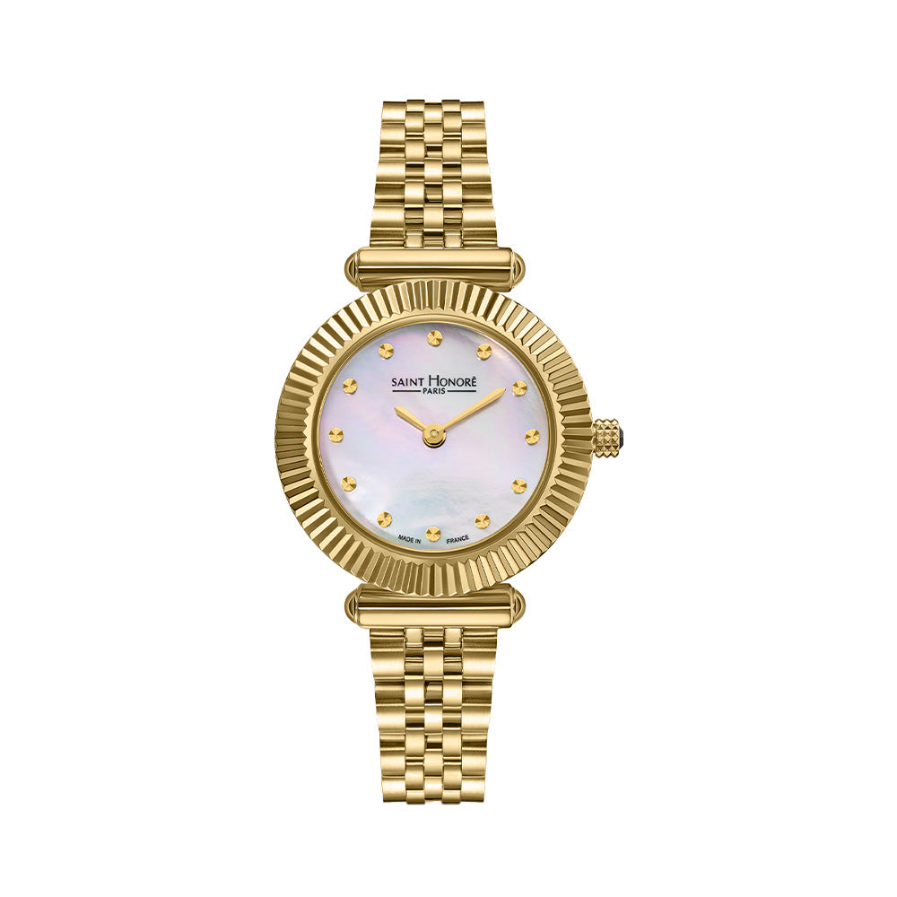 Saint Honore Paris White Mop Dial Gold Stainless Steel Bracelet Watch For Women Ga721270 3YT