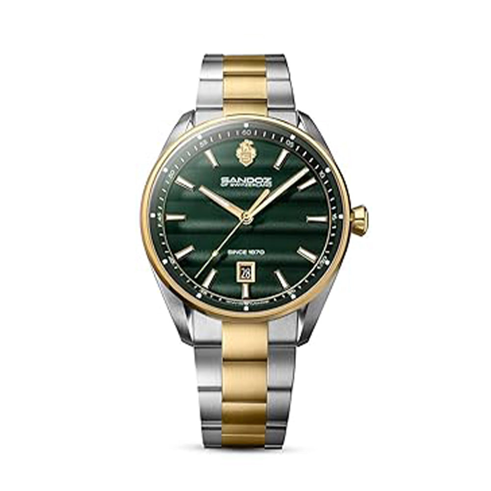 Sandoz Bachelin Swiss Quartz Green Dial Stainless Steel Watch For Men SZWGH0001111
