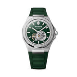 Sandoz Chanet Automatic Open Heart Green Dial Rubber Strap Watch For Men SZWGR0000813