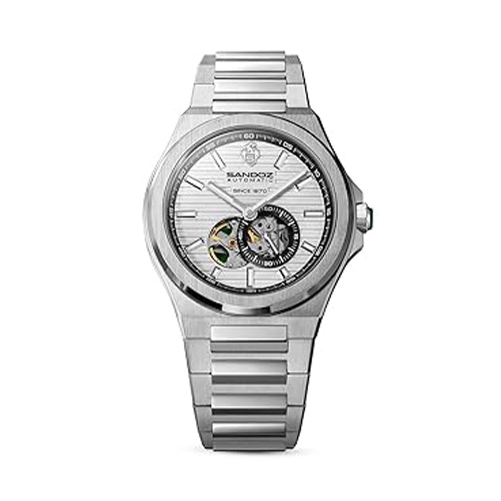 Sandoz Chanet Automatic Open Heart Silver Dial Stainless Steel Watch For Men SZWGL0000811