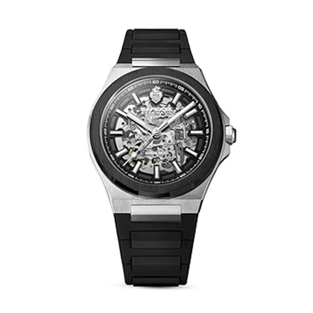 Sandoz Chanet Automatic Translucent Black Dial Rubber Strap Watch For Men SZWGR0000815